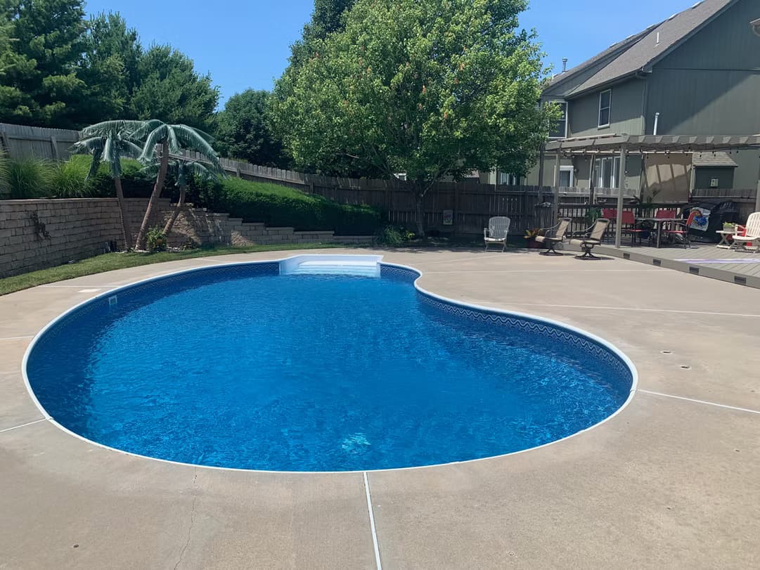 Pristine new pool liner after