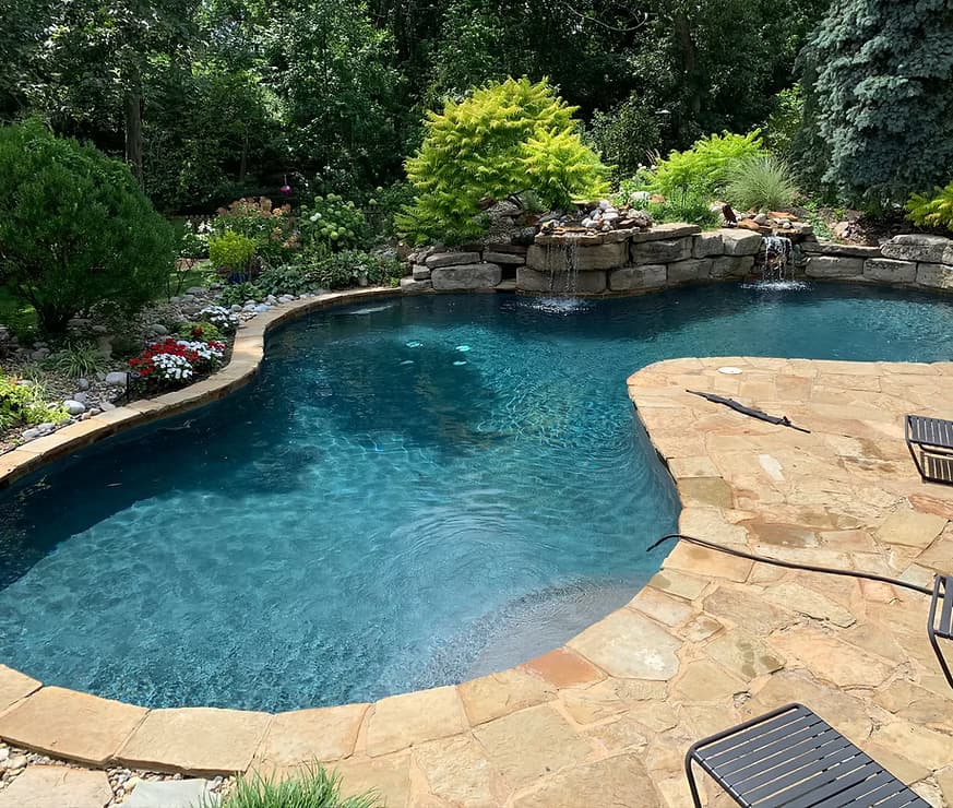 Clear blue pool water